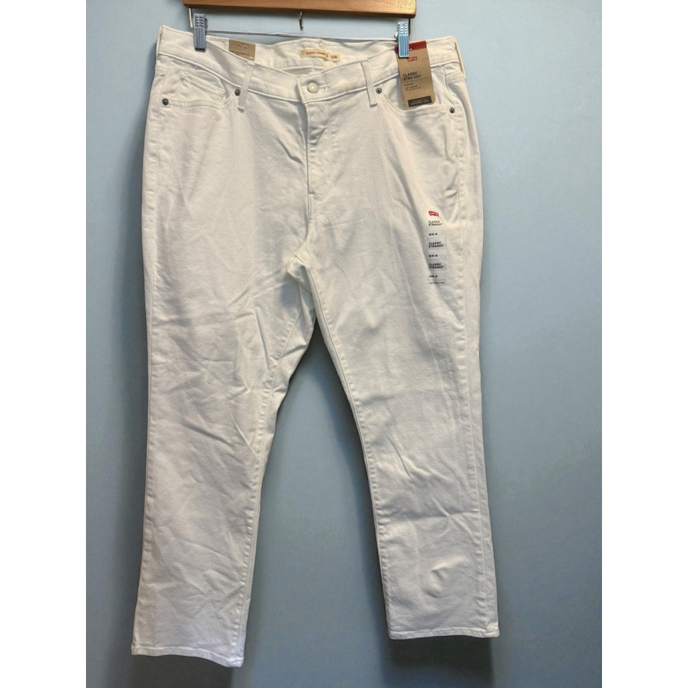 Levi’s Jean’s Classic Straight White Size 16 Women’s Mid Rise‎ Stretch Denim NEW